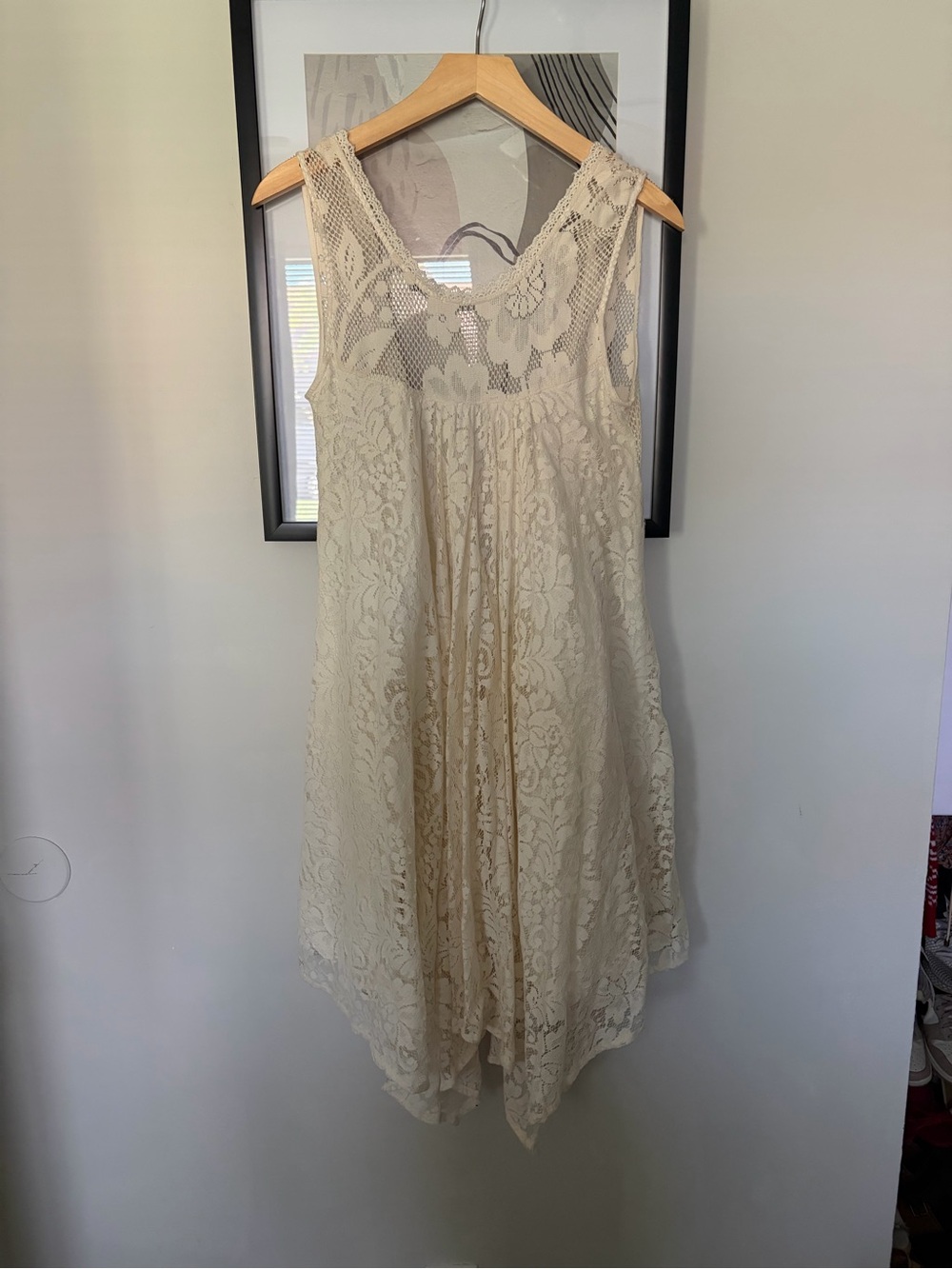 Vintage Abercrombie and Fitch Cream Lace Sleeveless Dress